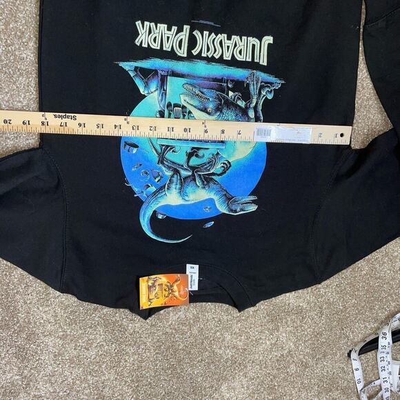 Just Hoods brand Jurassic Park sweatshirt hoodie NEW black dinosaur unisex SZ XS - Picture 5 of 6